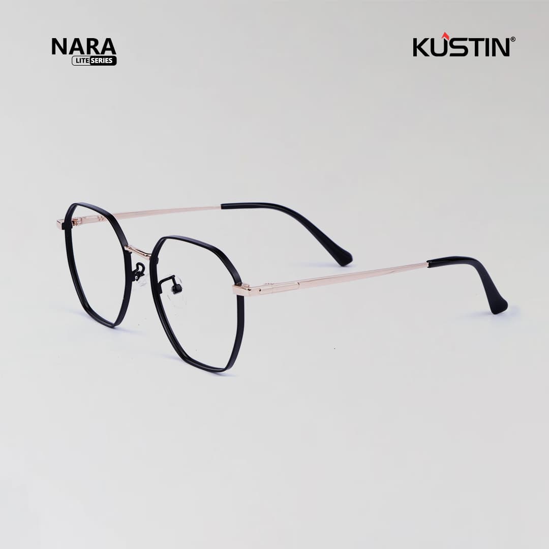 Kustin – NARA | Frame Kacamata Unisex Elegan Stylish Ringan - BLACK GOLD